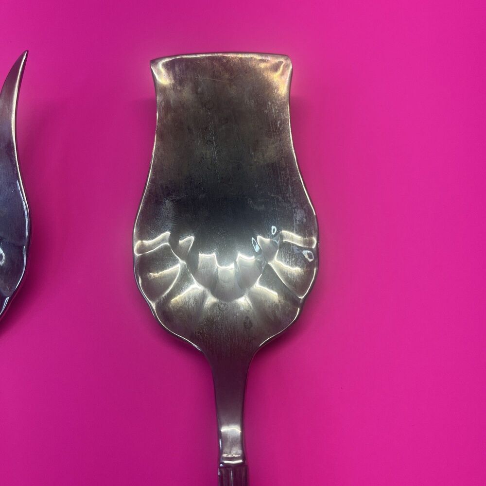 Vintage Silverplate Salad Serving Set Fork & Spoon No Brand Mark Vtg - Picture 2 of 11